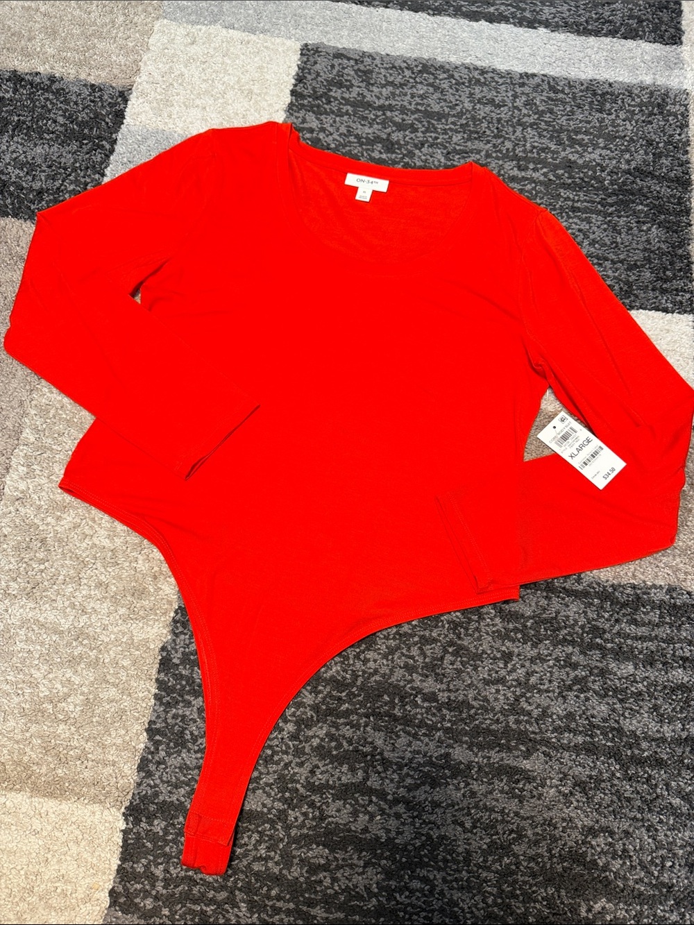 Macy’s On 34th scoop neck bodysuit, red, size XL NWT!